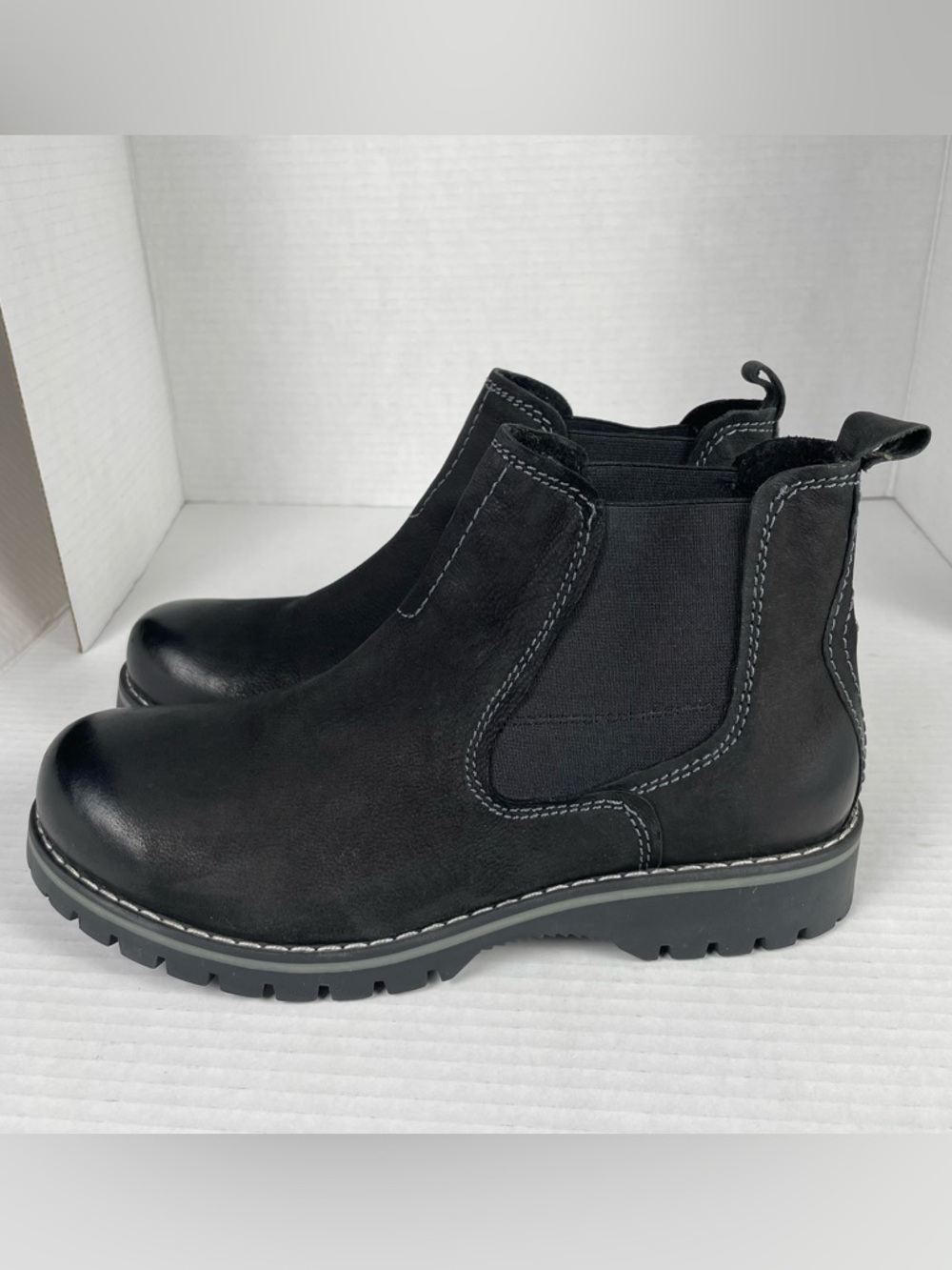 Earth Ranger Renier Chelsea Boots Women’s 8.5 Black Nubuck Leather Chunky Lug - Picture 6 of 14